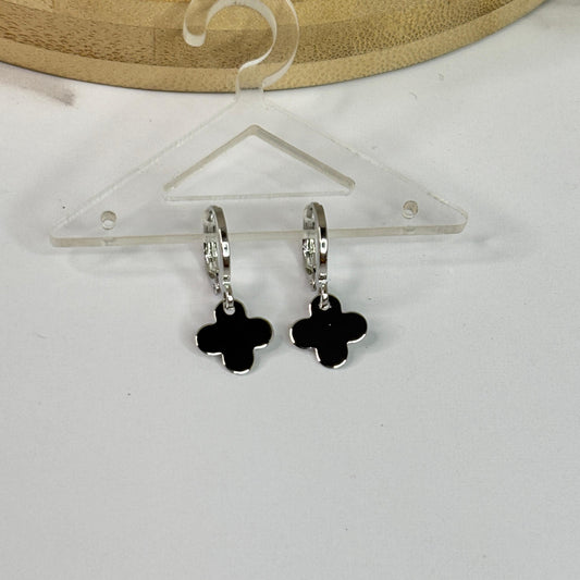 Clover Silver Huggies Earrings