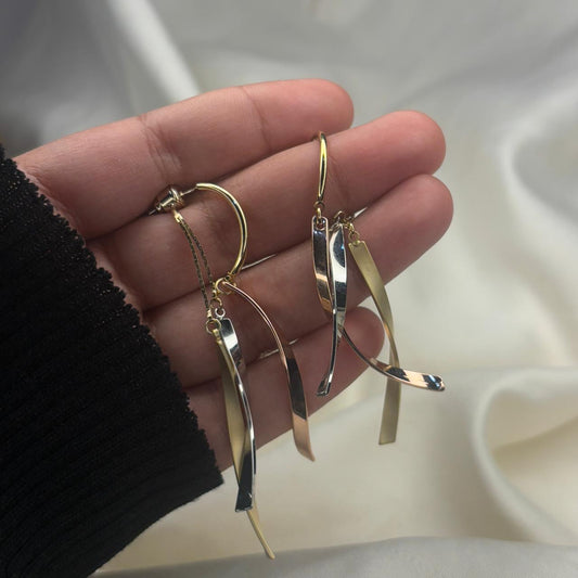 Wavy 3 Tone Earrings