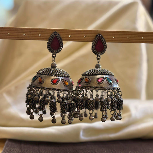 Nargis German Silver Jhumka