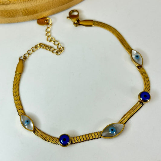 Gold Evil Eye Chain Bracelet