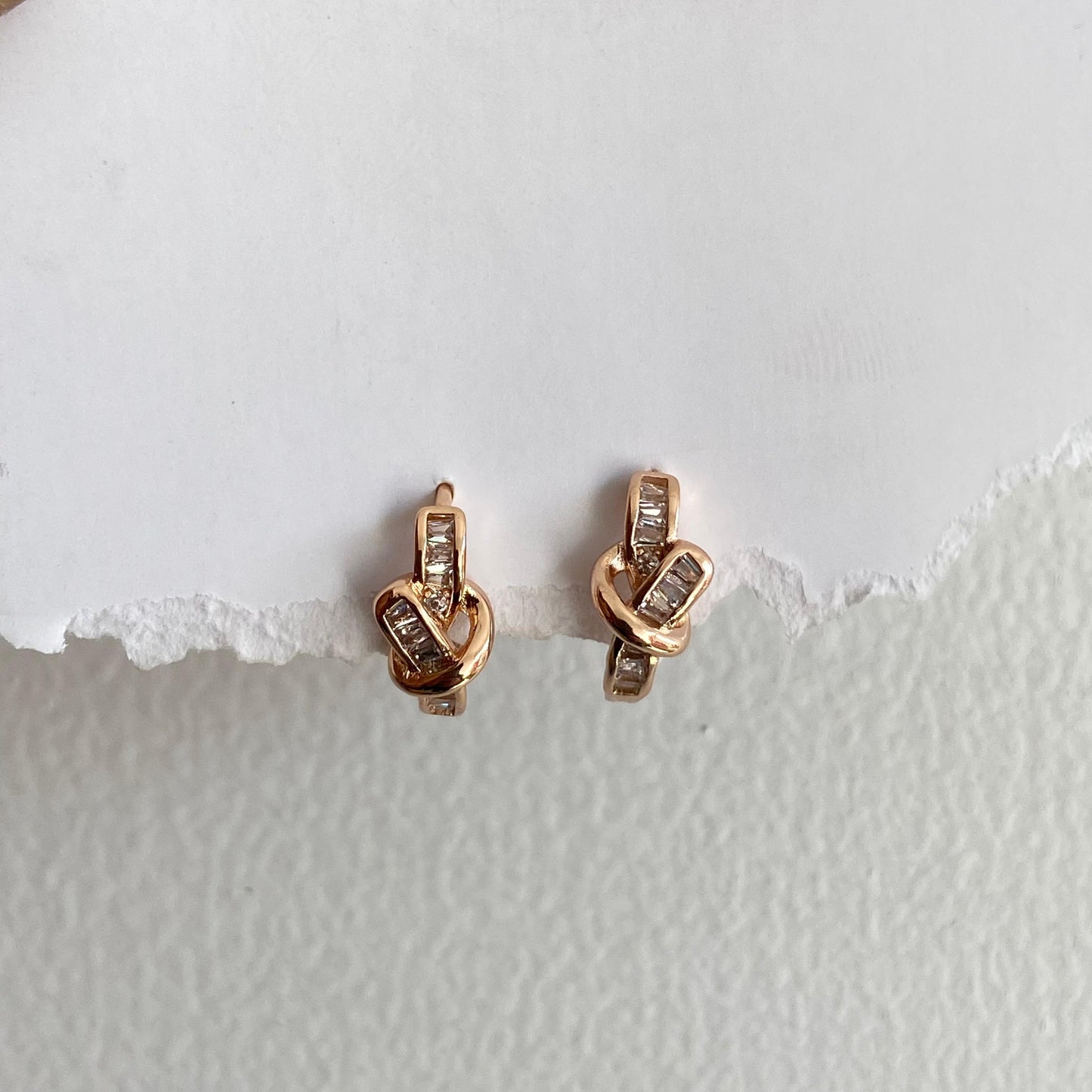 Knot Studded Mini Hoops (Rosegold)