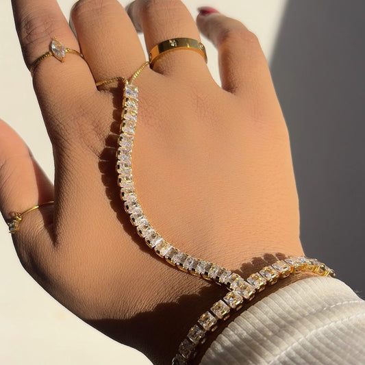 Clara Tennis Hand Chains (Gold)