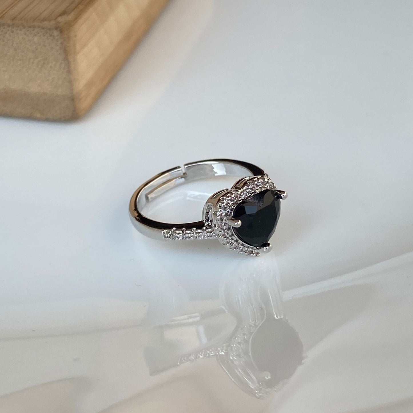 Black Heart Solitaire Ring