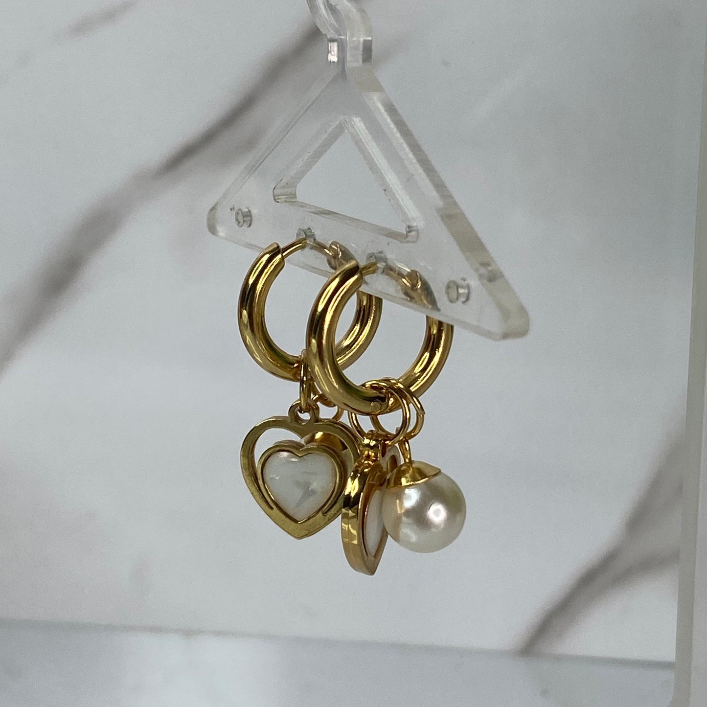 Detachable Heart Pearlie Hoops