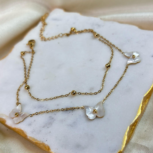 Pearl Butterfly Layered Anklet