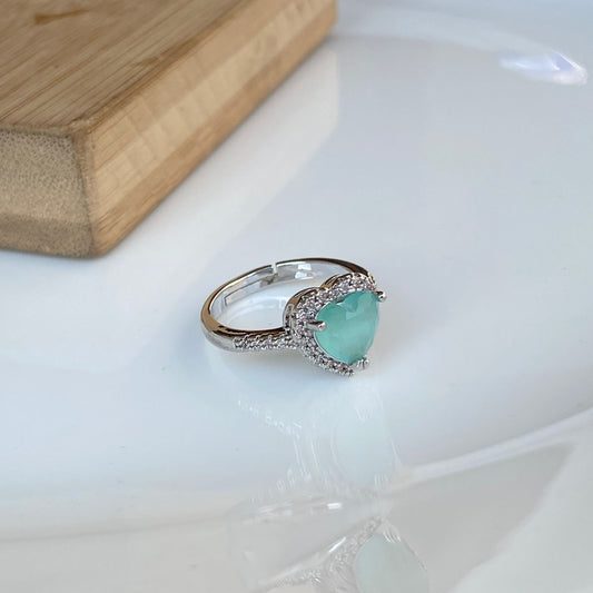 Turquoise Heart Solitaire Ring