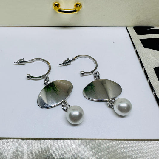 Pearl Drop Hanging Hoops