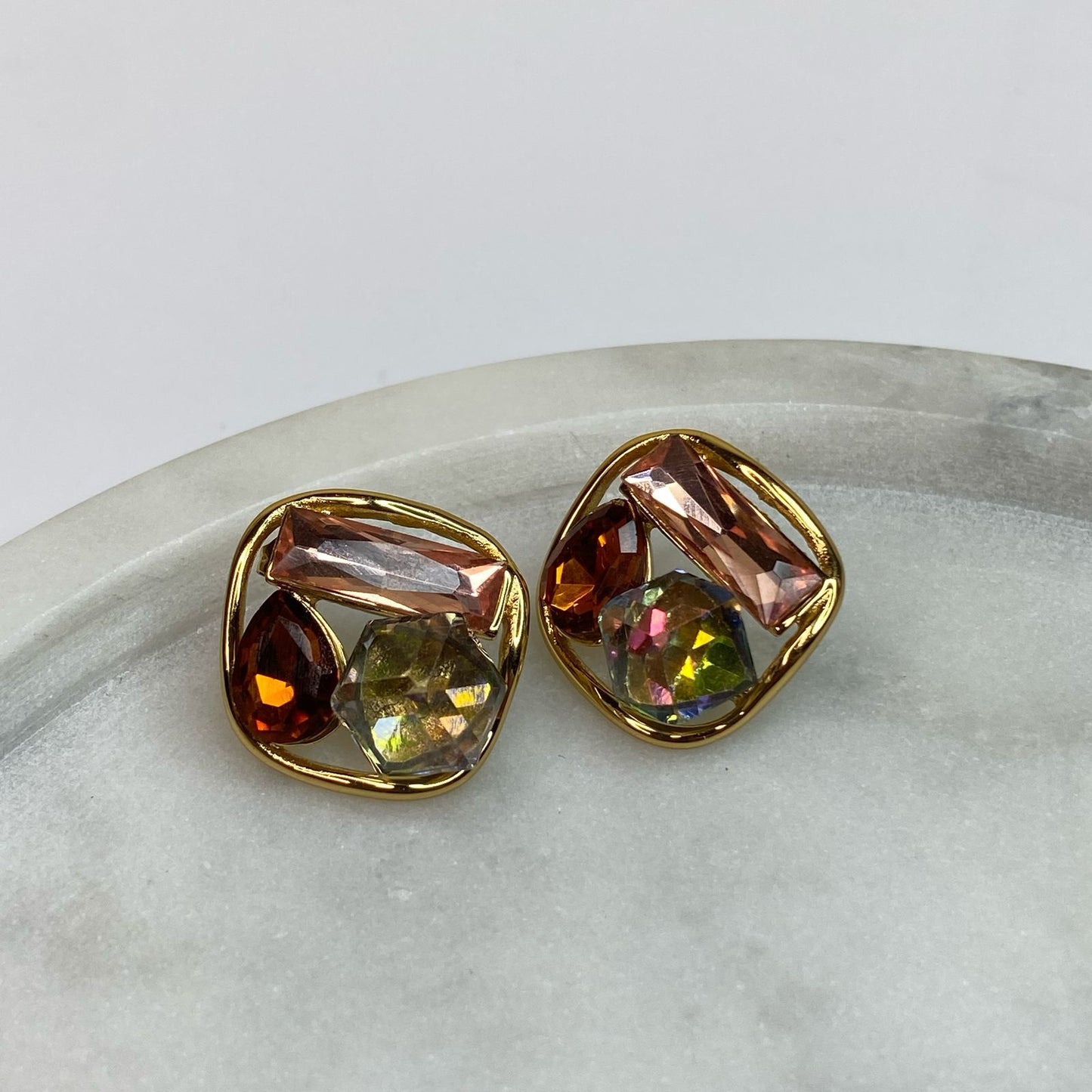 Moonstone Earrings-Coral