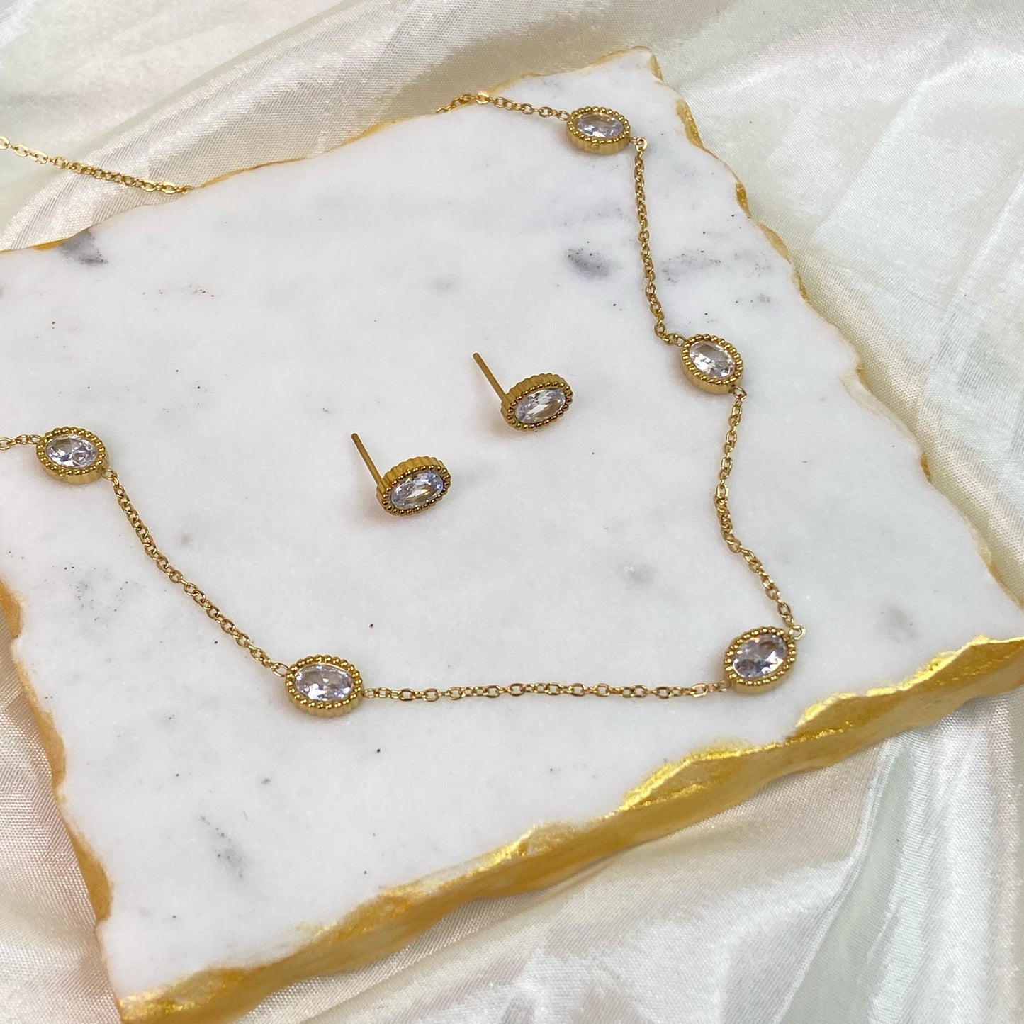 Opal Jewelry Set (Necklace+Earrings)