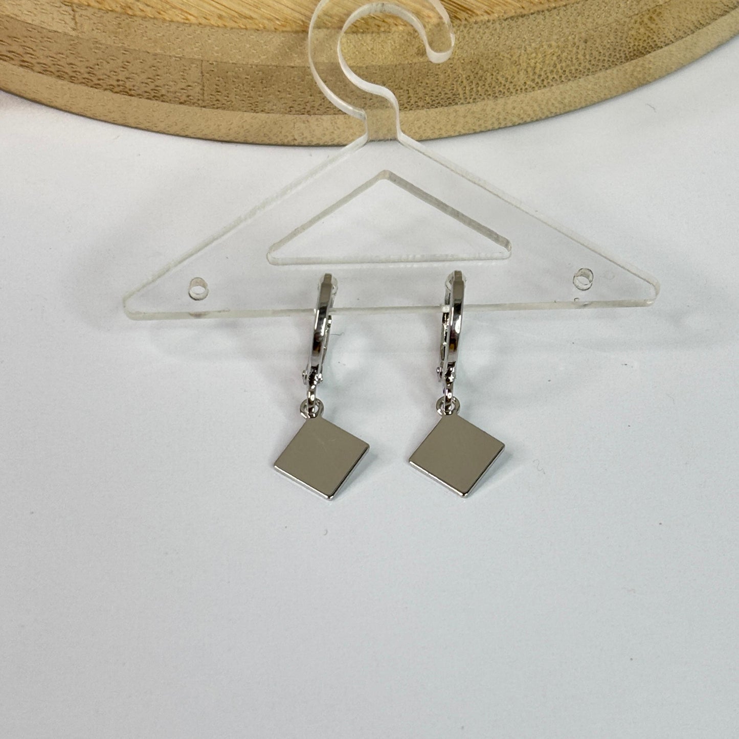 Square Silver huggies Earrings