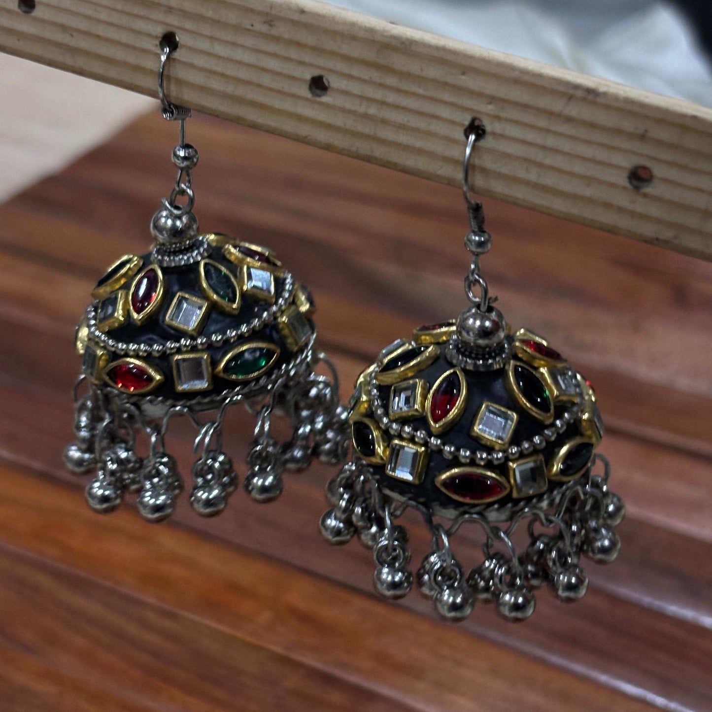 Hoor German Silver Tokri Jhumka