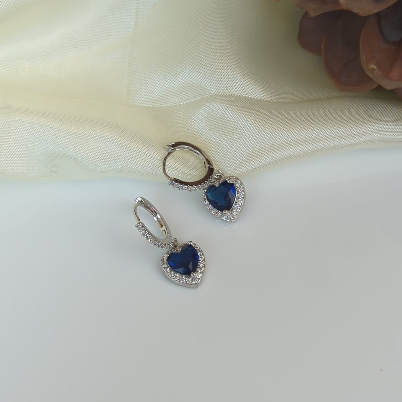 Blue Heart Drop Earrings