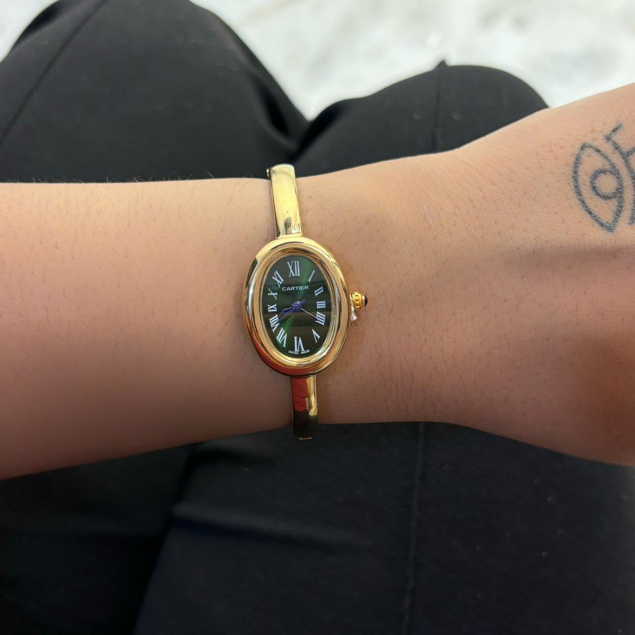 Vintage Cartier Bracelet Watch (Gold- Green)