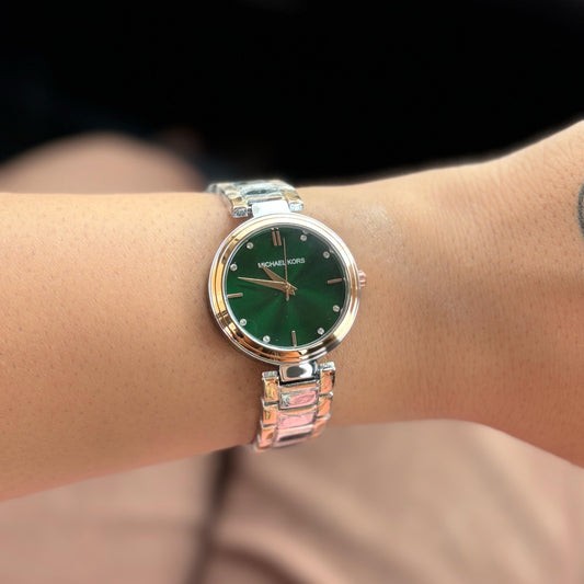 MK Dual Tone Green Watch