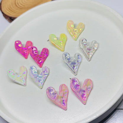 Holographic Colored Heart Earrings