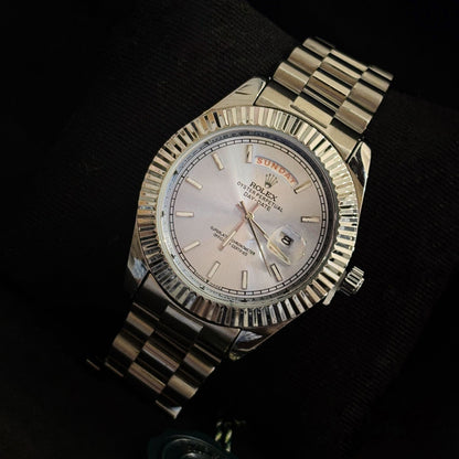 Ro-lex Silver Blue Dial Watch