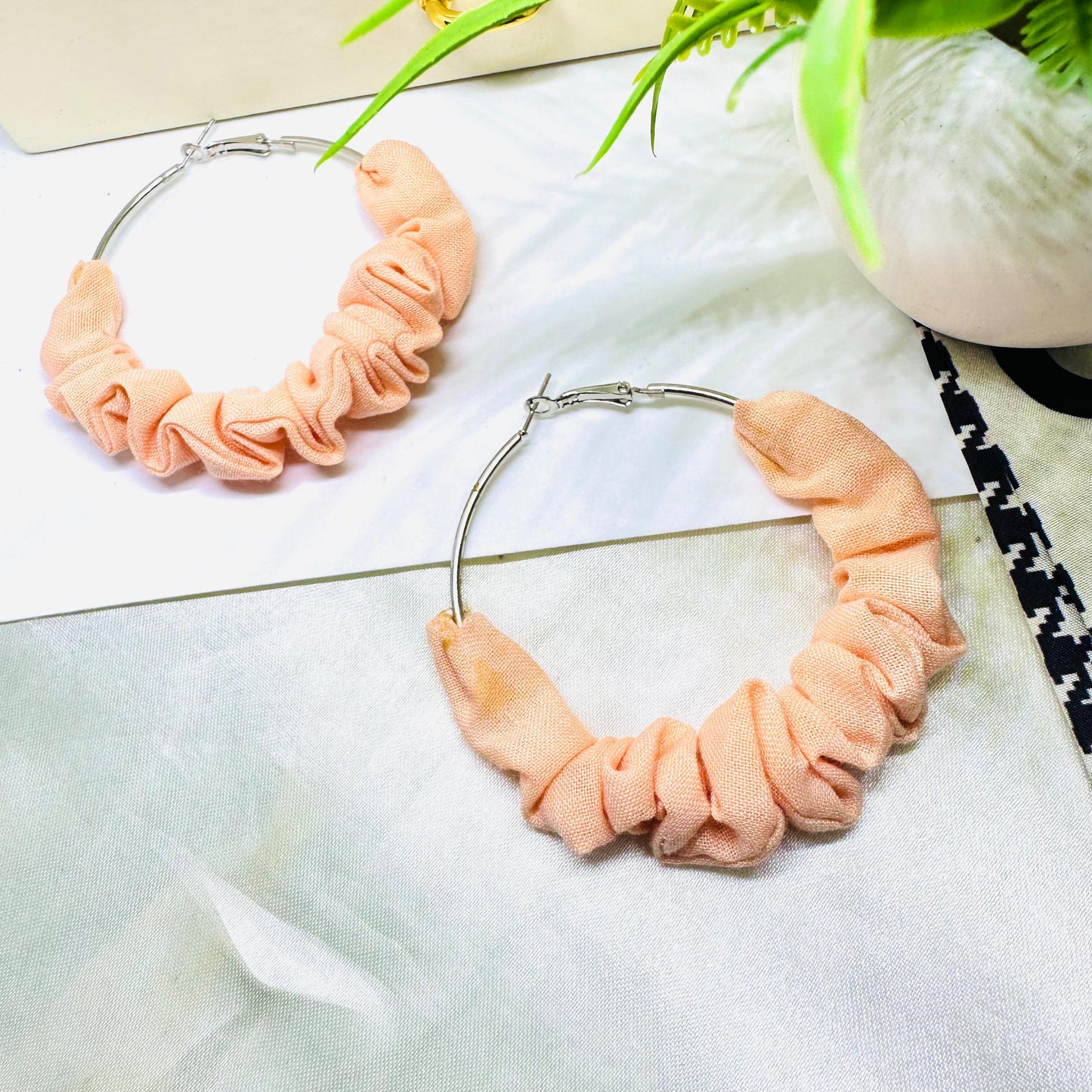 Peach Ruffle Handmade Hoops