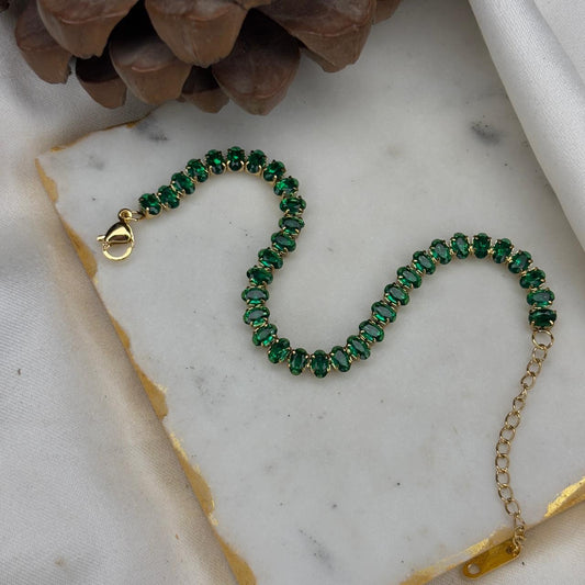 Elara Luxe Emerald Chain Bracelet
