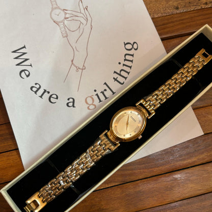 Fossil Studded Beige Vintage Watch (Rose Gold - Rose Gold)