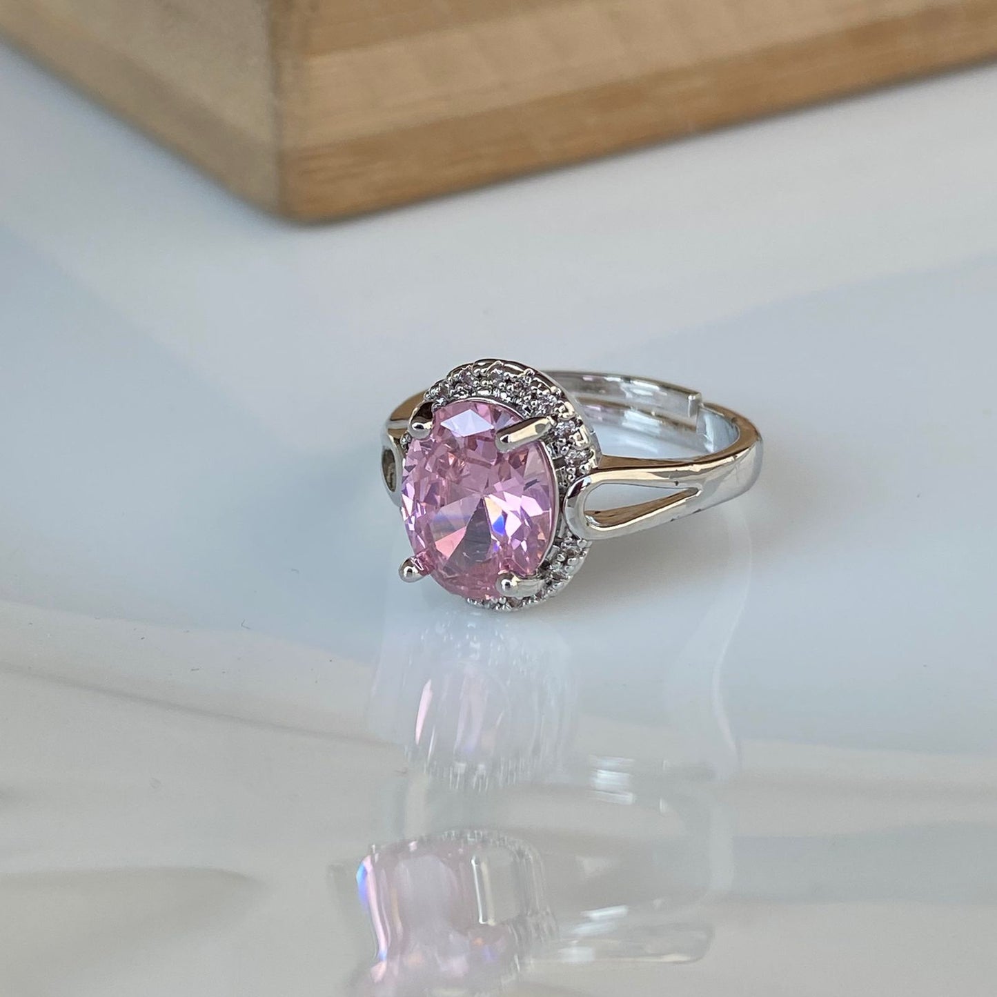 Pink Sparkle Oval Ring