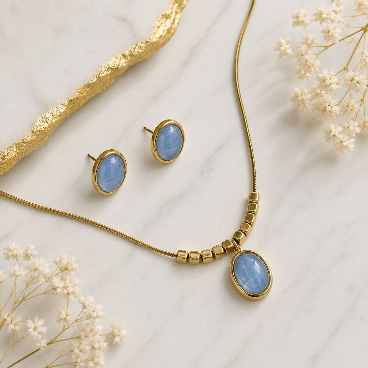 Blue Moonstone Jewellery Set