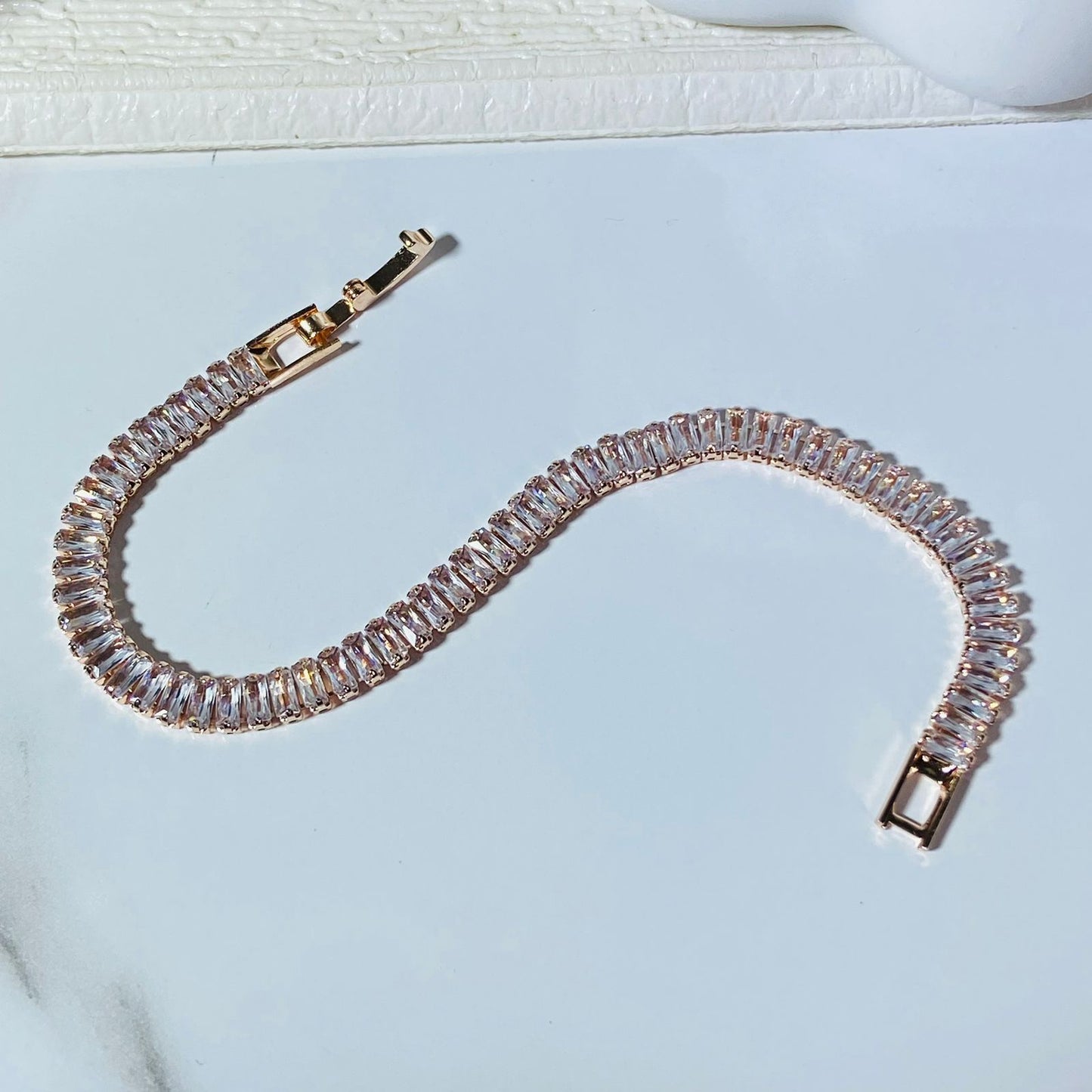 Baguette Tennis Bracelet (Rose Gold)