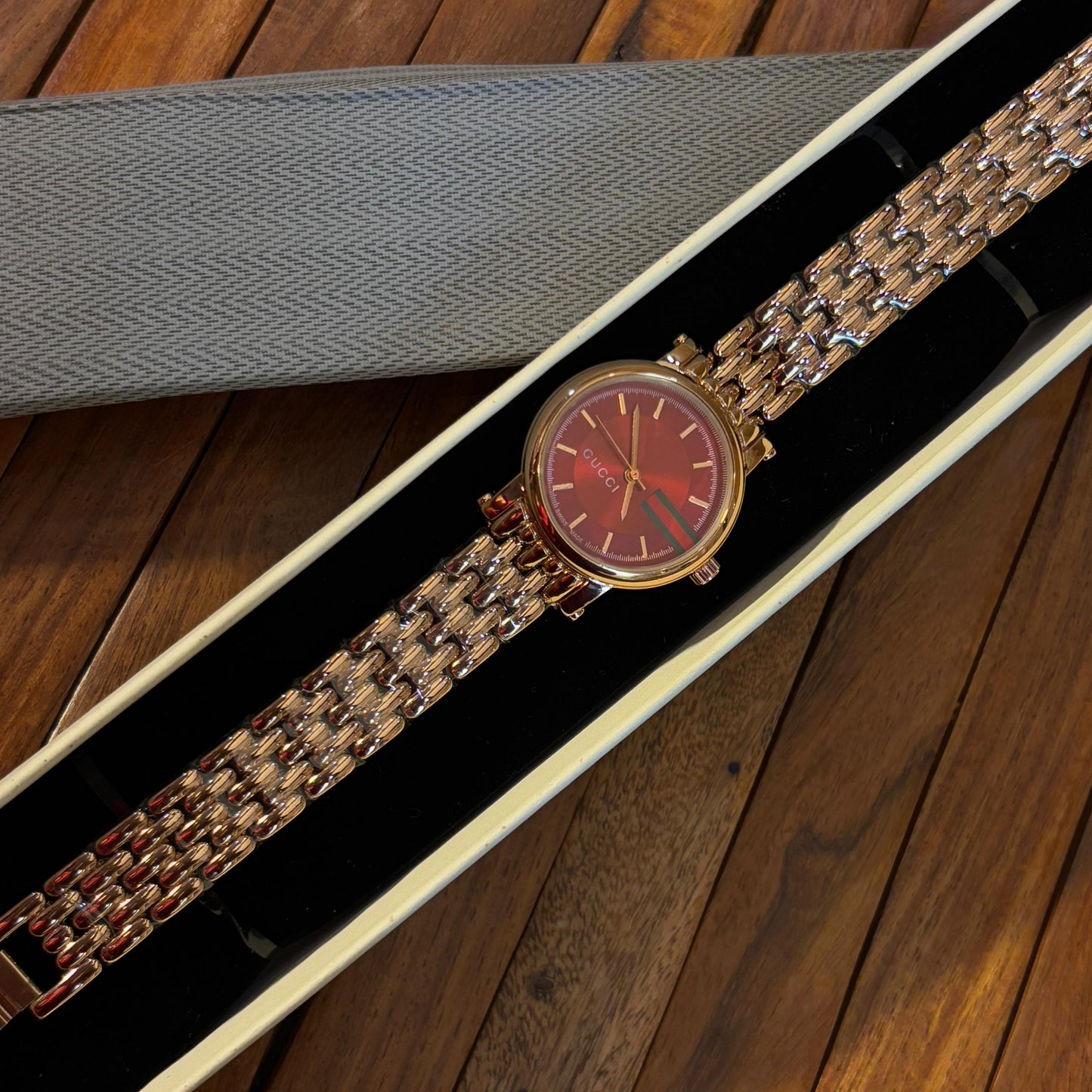 Gucci Rose Gold Red Luxe Watch