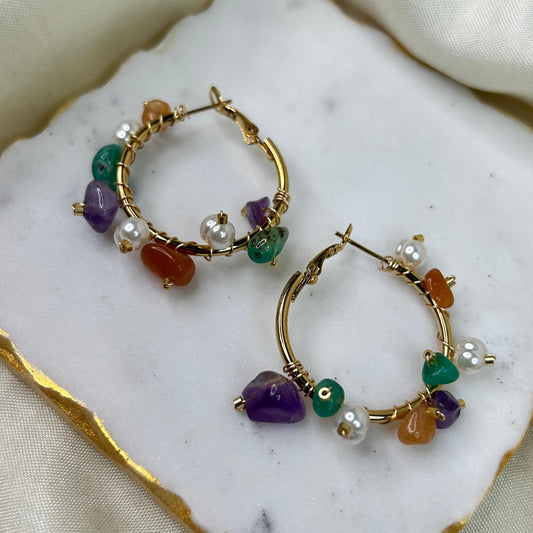 Miami Beach Stones Hoop Earrings