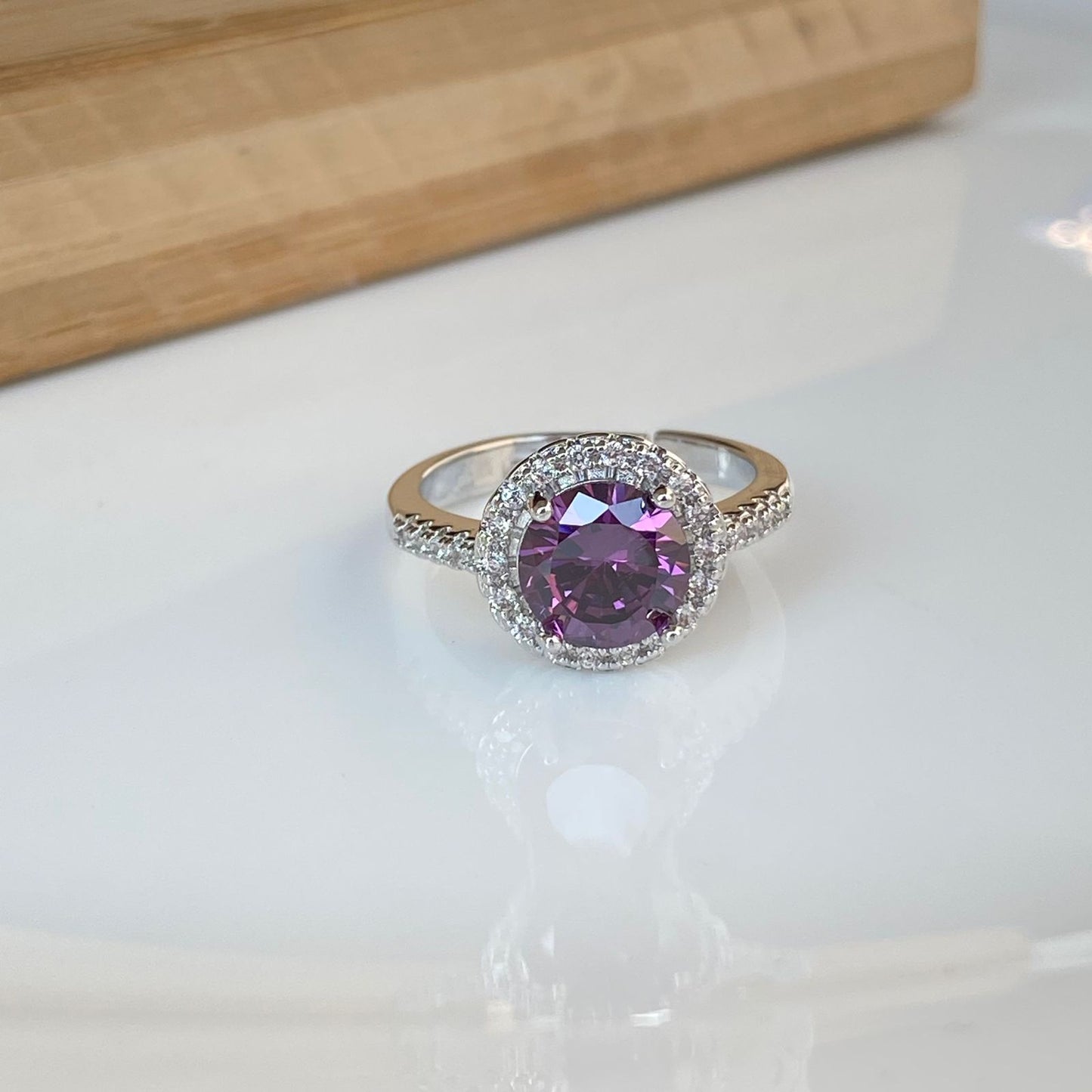 Lavender Round Solitaire Ring