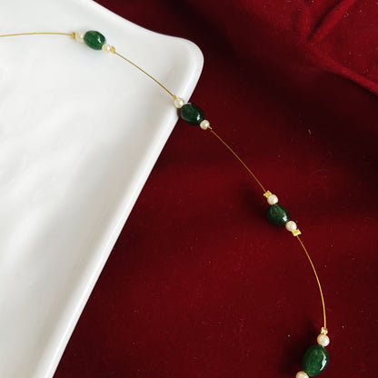 Invisible Chain Emerald Beads Necklace