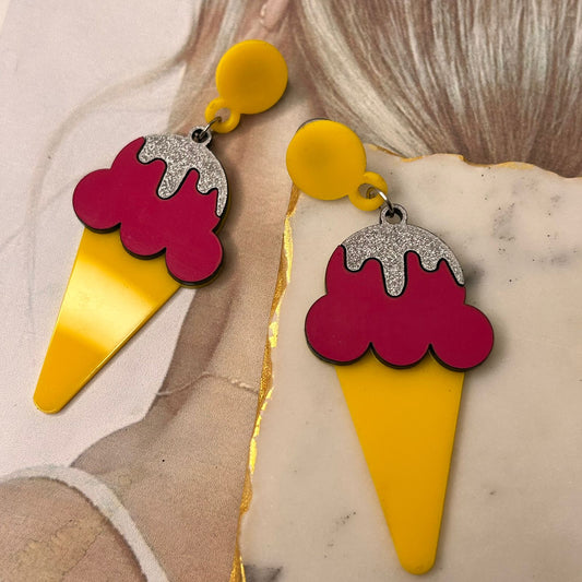 Raspberry Icecream Earrings