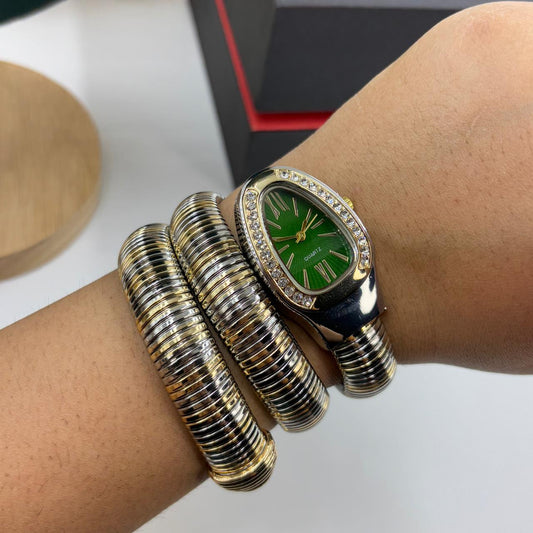 Spiral Watch ( Dual Tone Green Dial)