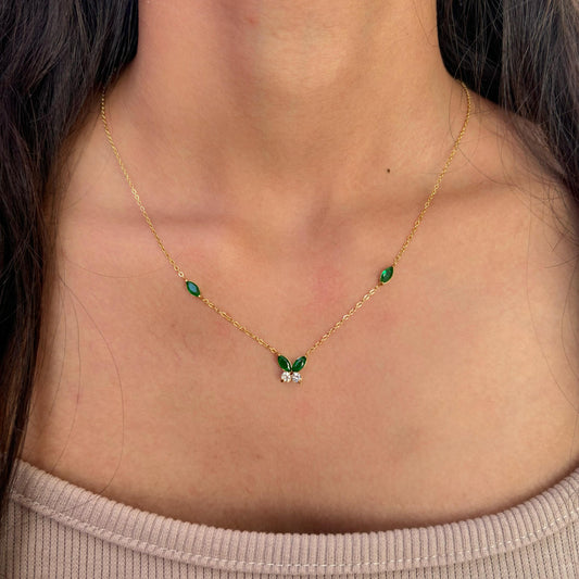 Emerald Little Butterfly Necklace