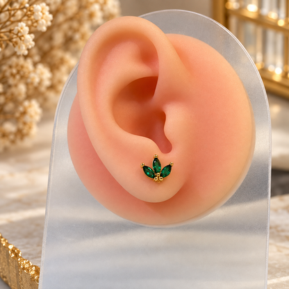 Emerald Leaf Flatback Studs