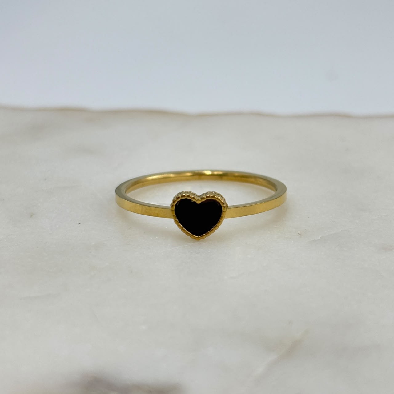 Black Heart Minimal Ring
