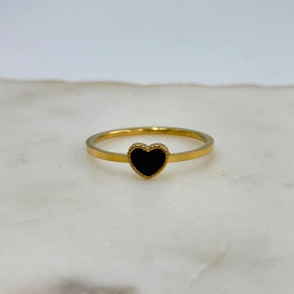 Black Heart Minimal Ring