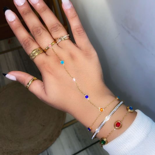 Multi Stone Hand Chain