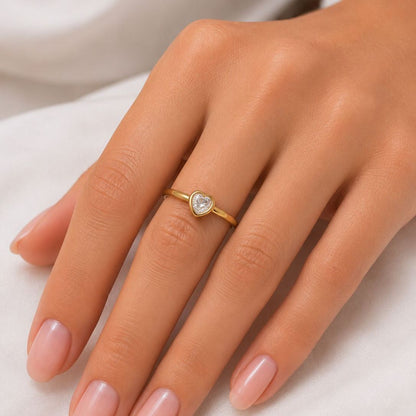 Mini Heart Solitaire Ring