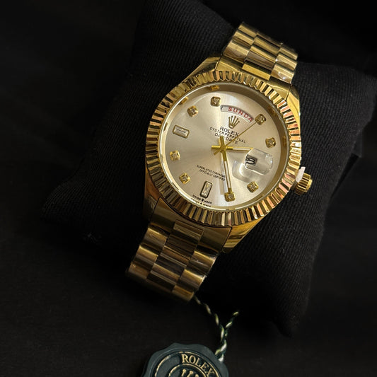 Ro-lex Gold White Dial Watch