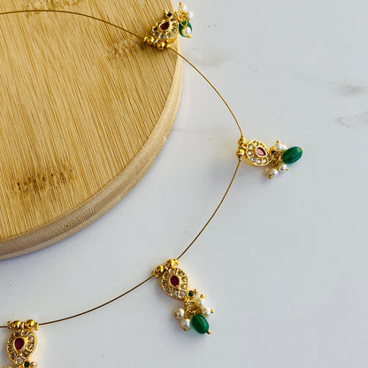 Anamika Emerald Invisible Chain Choker Necklace