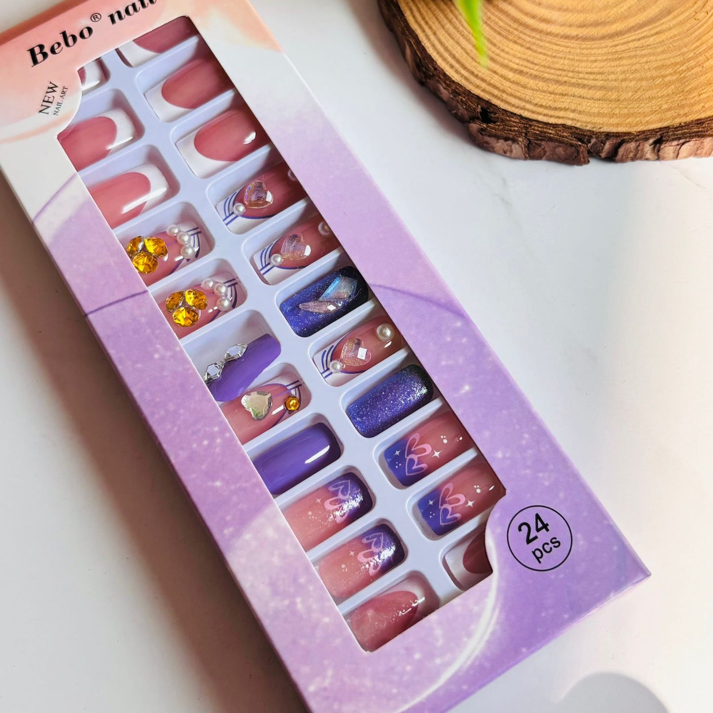 030 Embellished Gel Stick On Nails (Pack of24)