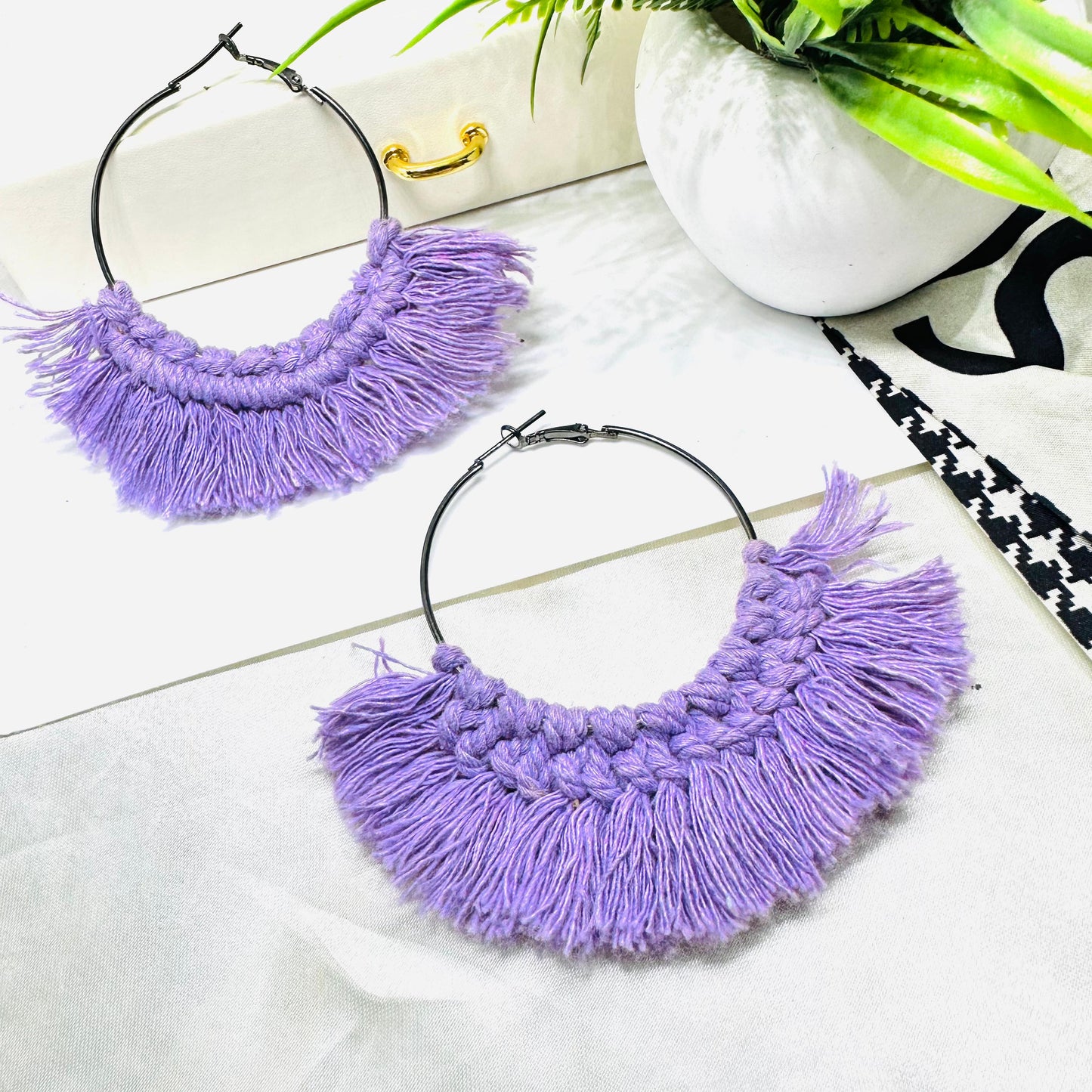 Macrame Handmade Tassle Hoops