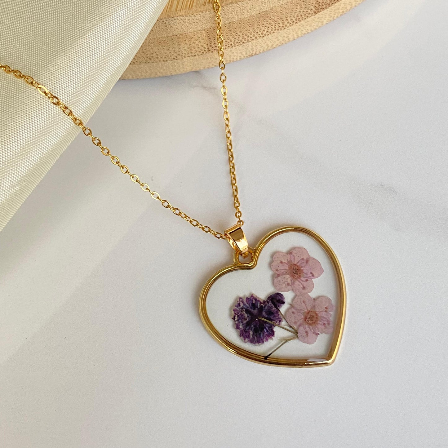 Holly Heart Resin Necklace