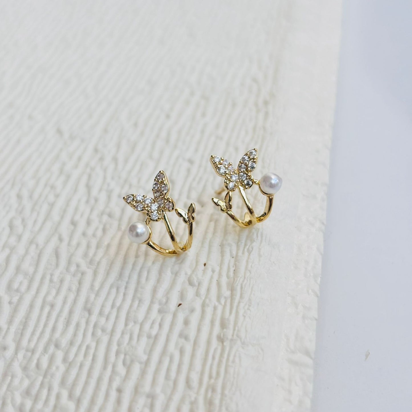 Butterfly Pearl Studs •