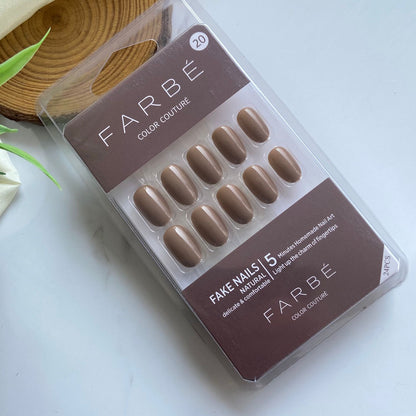 Brown Nude Gel Stick on Nails ( 24 nails)