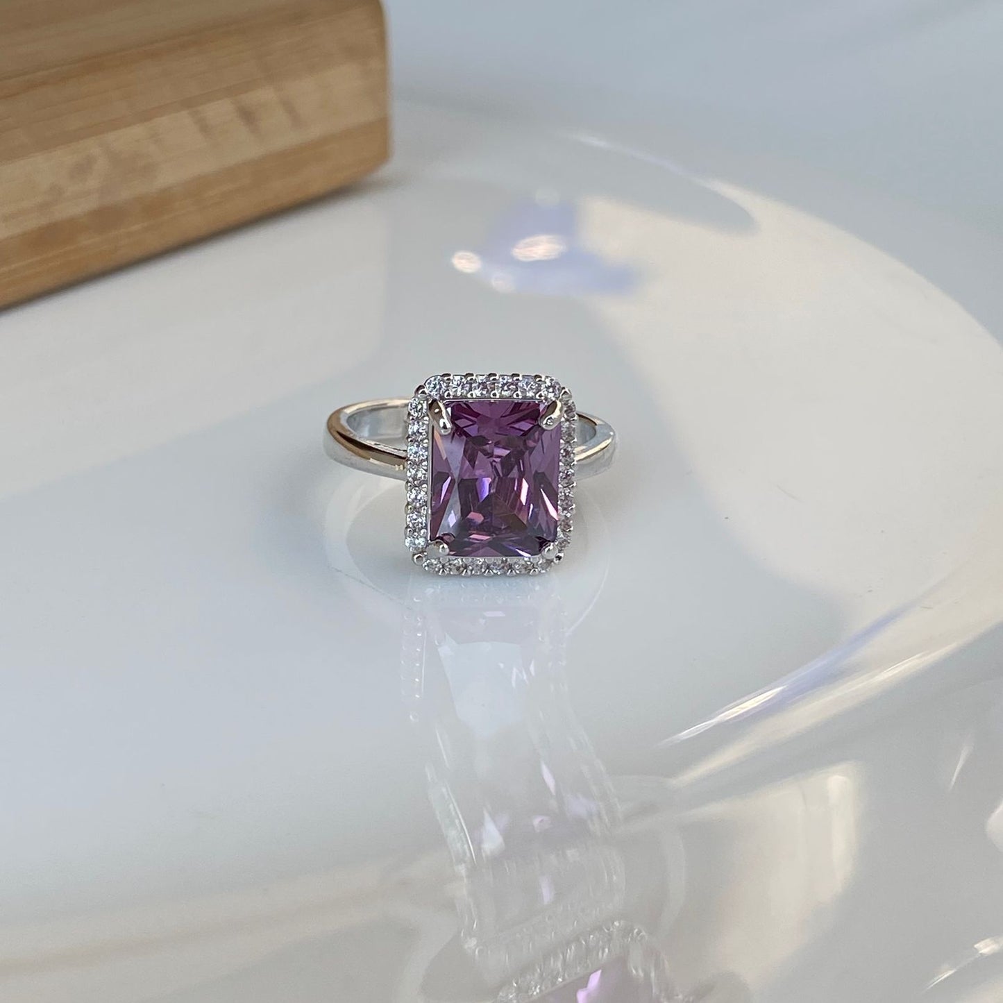 Studded Lavender Solitaire Ring