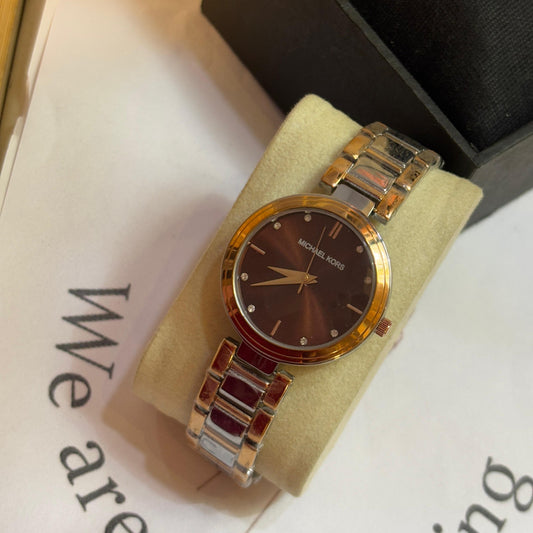 Mk Brown Sleek Watch
