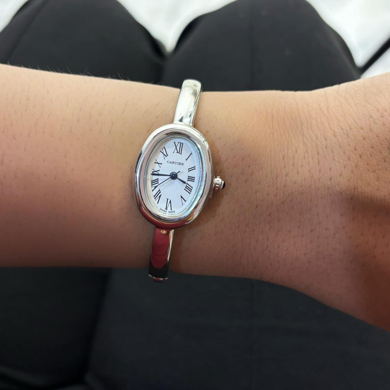 Vintage Cartier Bracelet Watch (Silver- White)