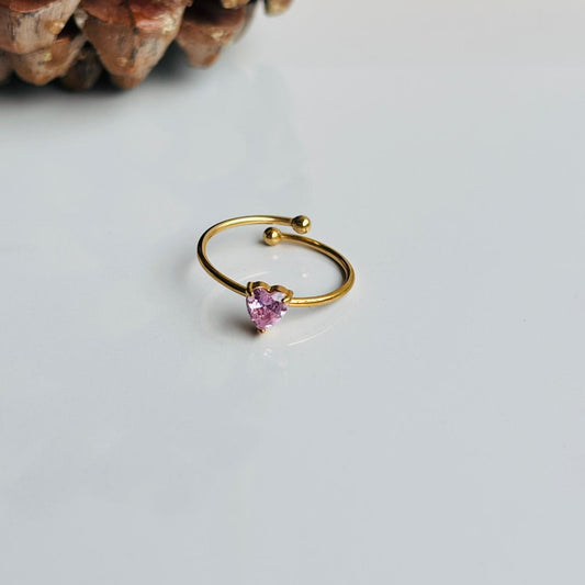 Pink Heart 18K Ring