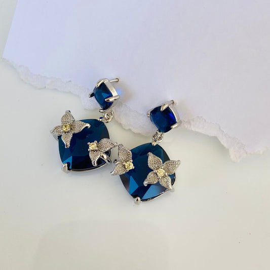 Diva Luxe Statement Earrings ( Blue)